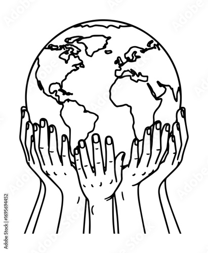 hands holding earth globe save the planet vector illustration