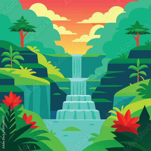 Tropical Waterfall Landscape