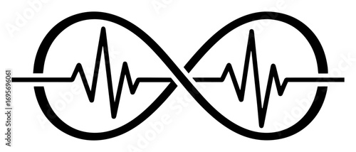 infinity symbol with heartbeat pulse line vector icon