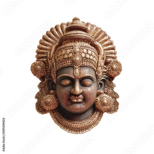 Intricate metal sculpture of hindu deity cultural art display indoor gallery artistic perspective
