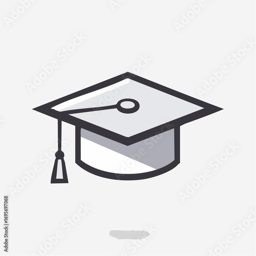 A simple vector icon of a graduation cap, also known as a mortarboard, symbolizing academic achievement, educational success, and commencement ceremony