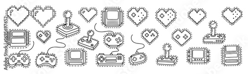 retro video game doodle collection vector set