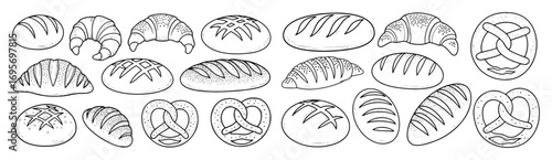 bread and pastry icon set bakery collection vector