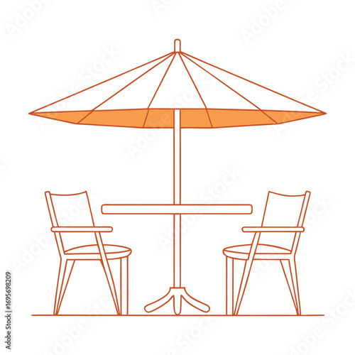 outdoor furniture with umbrella vector illustration