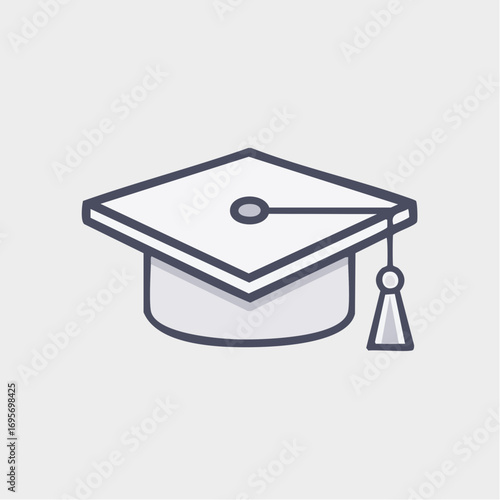 A simple and elegant illustration of a mortarboard graduation cap, symbolizing academic achievement, success, and commencement