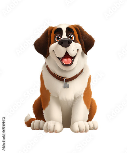 Playful Saint Bernard puppy on transparent background