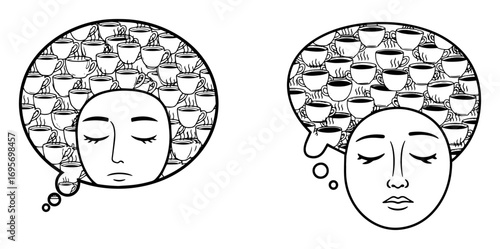 person thinking about coffee addiction concept vector