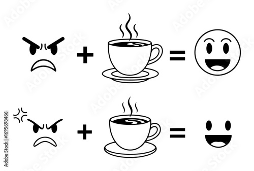 before and after coffee funny mood concept vector