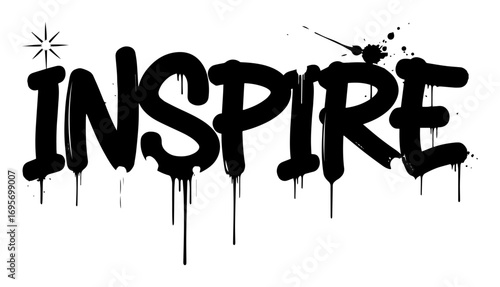 inspire word graffiti lettering with paint drips