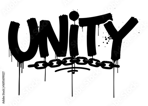 unity word graffiti style with chain street art vector