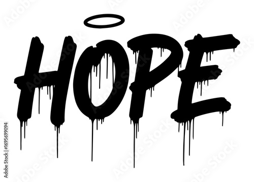 hope word graffiti style with halo street art vector