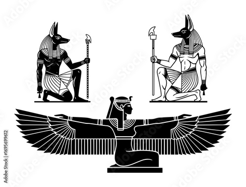 ancient egyptian gods and goddess maat black and white