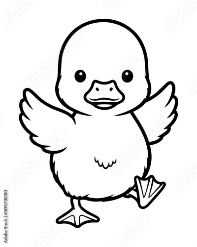 cute cartoon duckling character for coloring page