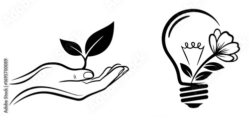 ecology and green energy concept icons vector set