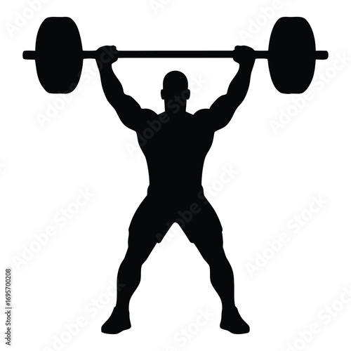 Silhouette of a man lifting dumbbell weights for fitness training workout