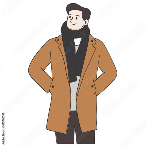 Young handsome man wearing winter coat