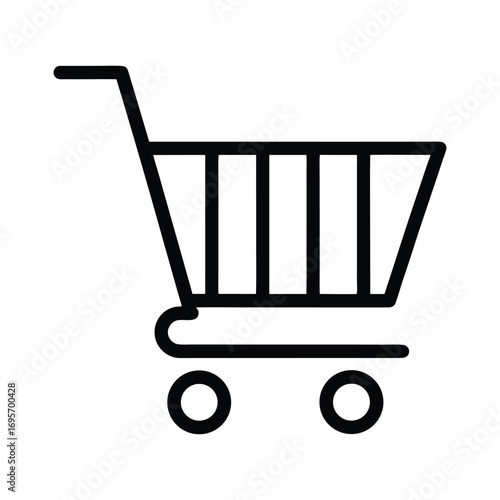 Simple outline shopping cart icon representing online retail and e-commerce transactions