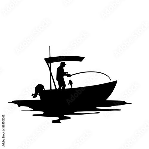 fisherman on the boat, silhouette, boat, vector, illustration, water, fishing, sea, black, fish, sport, fisherman, cartoon, people, helicopter, ship, art, airplane, ocean, business, air, nature, lake,