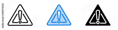 Warning icon set multiple style collection