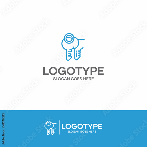 Modern abstract logo design featuring a key and magnifying glass, perfect for security, innovation, and search-related businesses seeking a professional and memorable brand identity