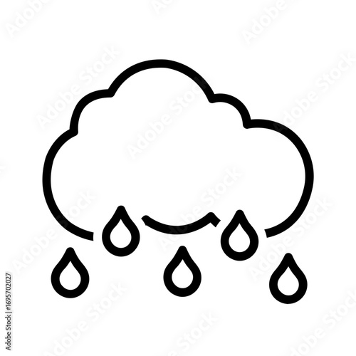 Vector black line icon for Raindrop