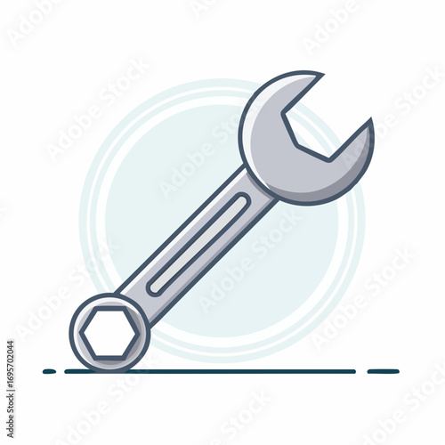 Vector illustration of a combination wrench icon, a symbol for repair services, technical maintenance, and configuration settings