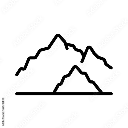 Vector black line icon for Mountain
