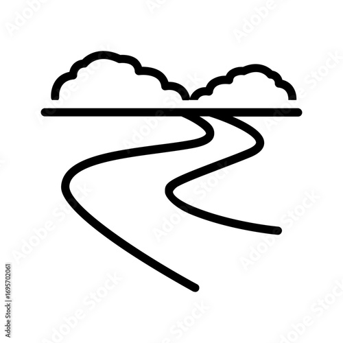 Vector black line icon for River