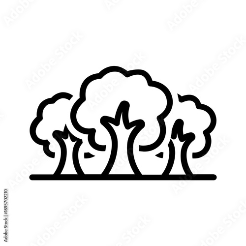 Vector black line icon for Forest