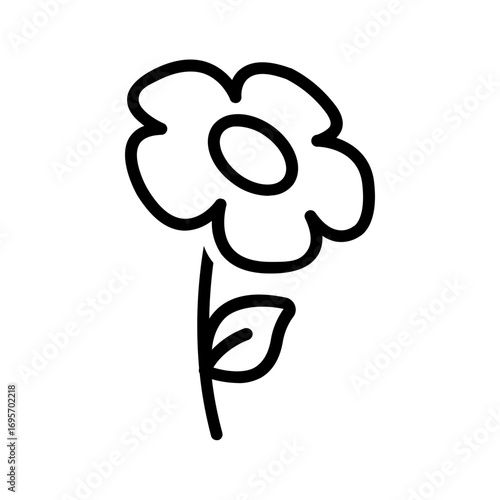 Vector black line icon for Flower