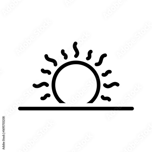 Vector black line icon for  Sun