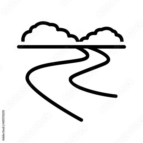 Vector black line icon for  River