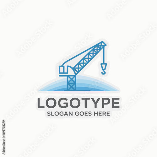Modern construction crane logo design symbolizing progress and industrial strength, perfect for engineering and development companies seeking a powerful brand identity.