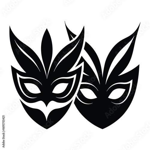 Mysterious black masquerade masks symbolizing intrigue and dual identity festival celebration