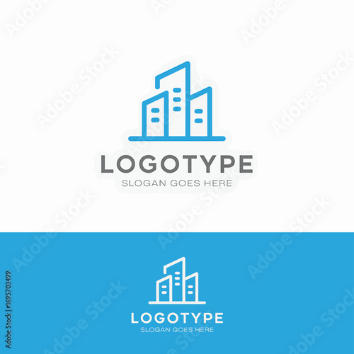 Modern minimalist building logo template for real estate, architecture, or city branding projects, offering a clean and professional identity that attracts clients and conveys trust.
