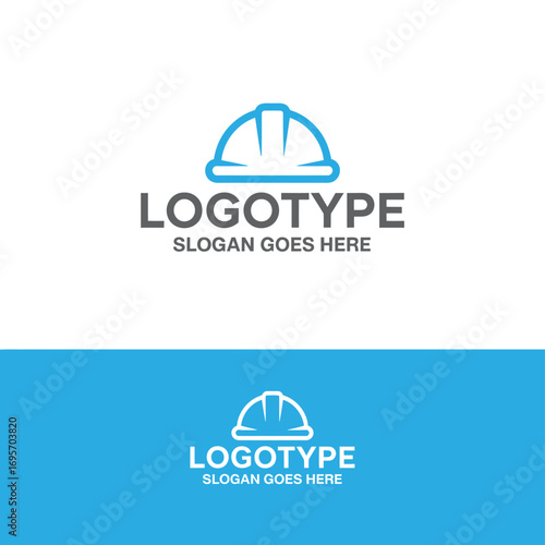 Professional construction hard hat logo template for building industry safety and branding, showcasing strength and reliability for your business identity
