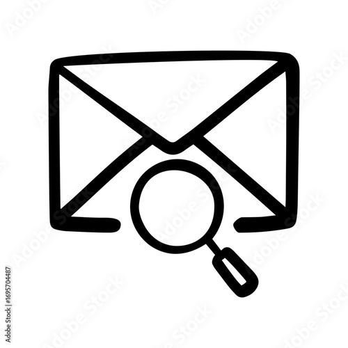 Search mail doodle vector icon