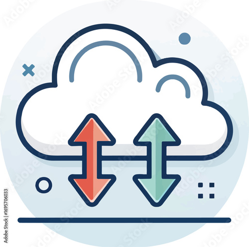 Cloud Storage Icon with Upload and Download Arrows