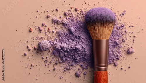 Lilac powder and makeup brush