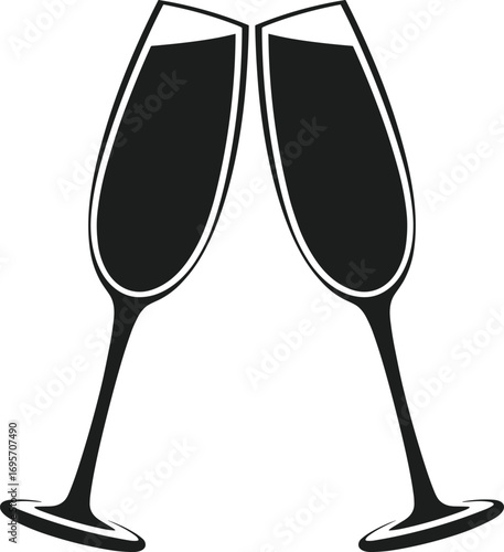 Clinking Glasses Silhouette Vector for Celebration and Festive Design