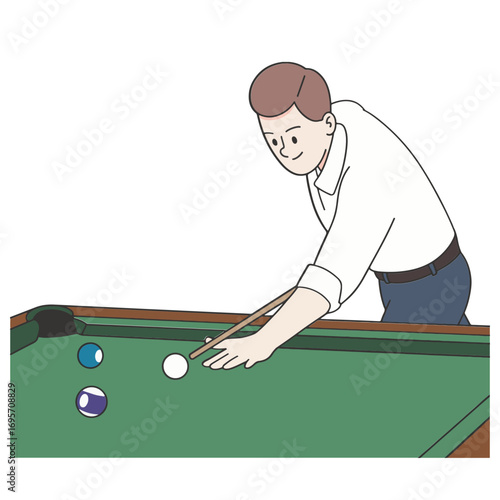 Young man playing billiards