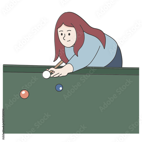 Woman playing billiard