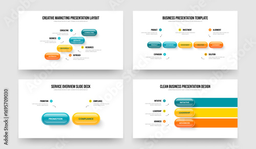 Sales Planning 4 5 2 3 Step Diagram Slideshow Layout Collection. Creative Proposal Four Five Two Three Option Infographic Slide Template Vector Illustration Set.