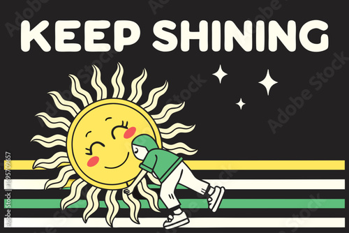 Keep Shining A Cheerful Cartoon Illustration of Positivity and Encouragement with a Happy Sun