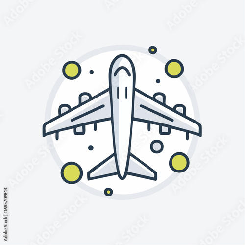 Creative line art icon of a passenger airplane for travel and transport applications. Simple vector aviation symbol for web and app design