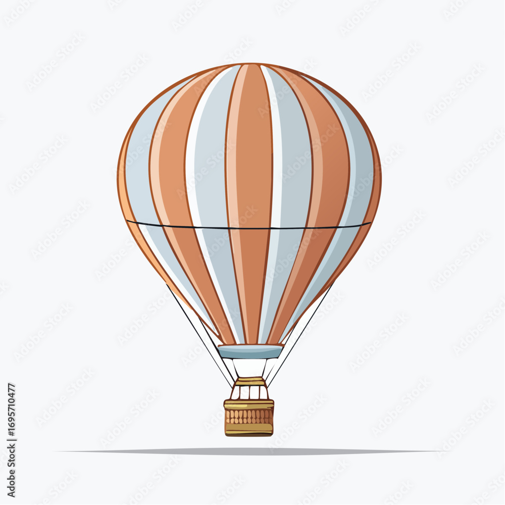 Naklejka premium Vintage hot air balloon with a basket, perfect for illustrating adventures, travel, and whimsical journeys