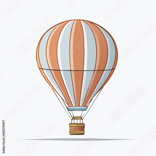 Vintage hot air balloon with a basket, perfect for illustrating adventures, travel, and whimsical journeys