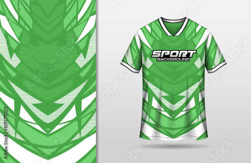 Sport jersey template with abstract green and white color