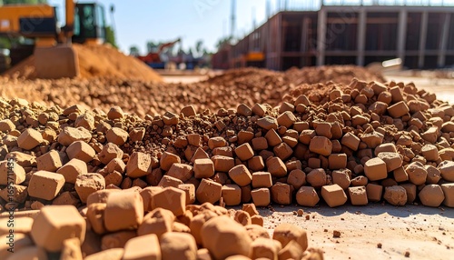 Construction site with building materials