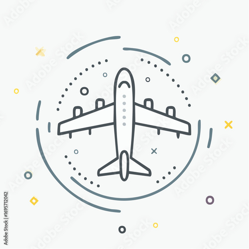 Airplane Icon Simple Line Art Design for Travel and Aviation